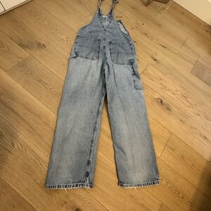Vintage Lee‎ Women's Large Riveted Overalls Dungarees Bibs 90s USA Blue Denim